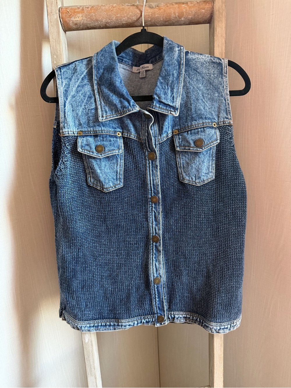 80s 90s vintage acid wash denim cotton jean sleeveless vest jacket knit sweater
